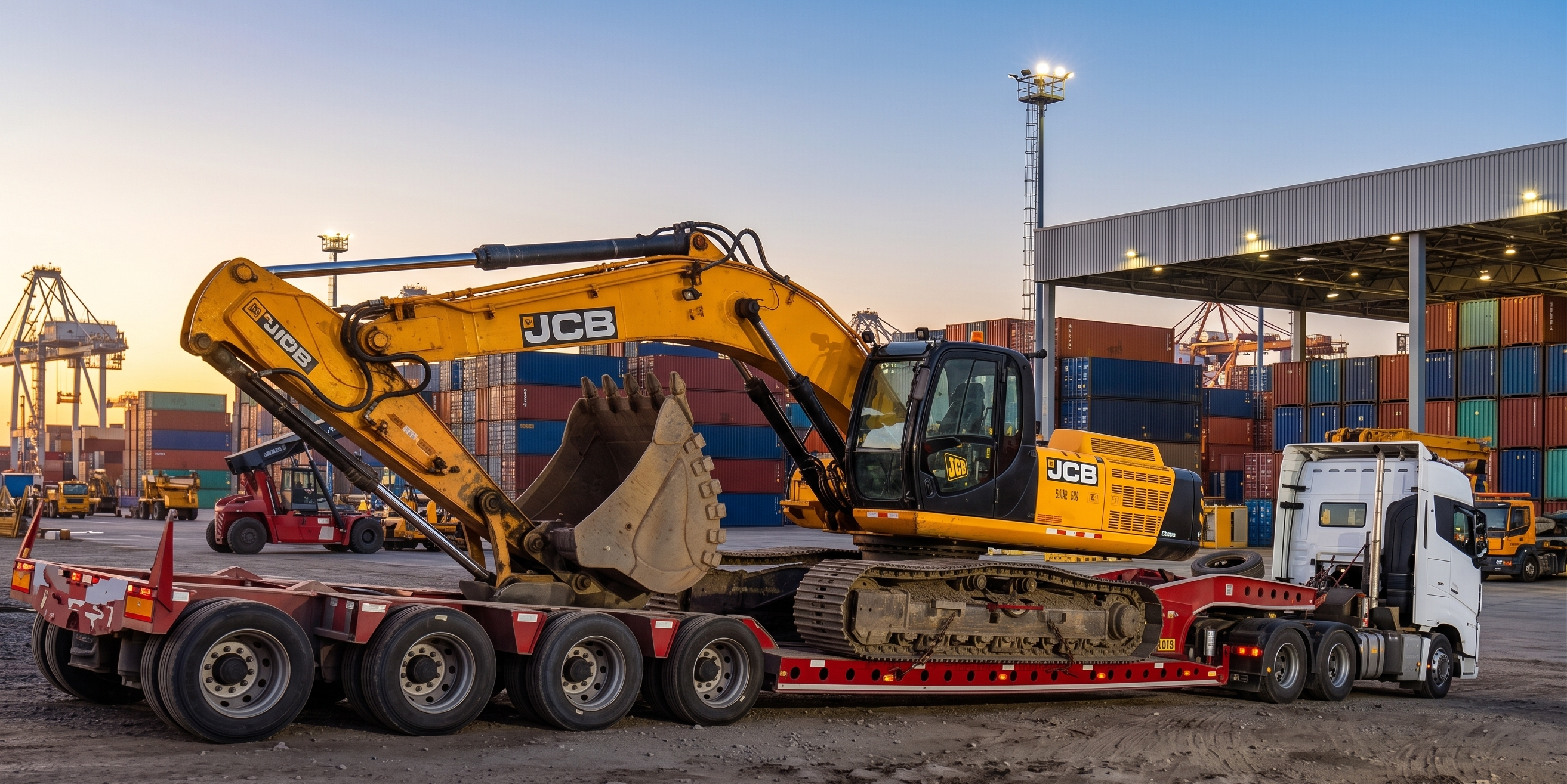 Excavadora y grandes estructuras industriales para carga sobredimensionada